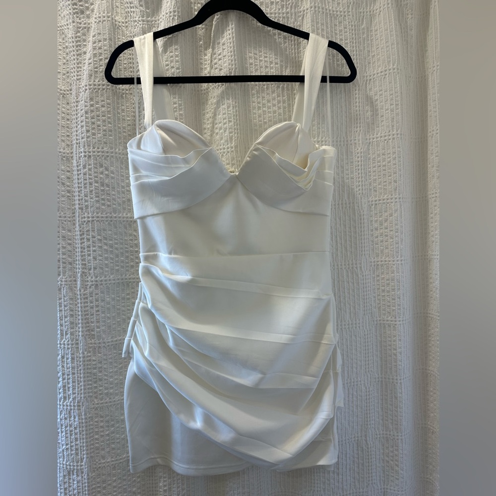 White satin mini dress